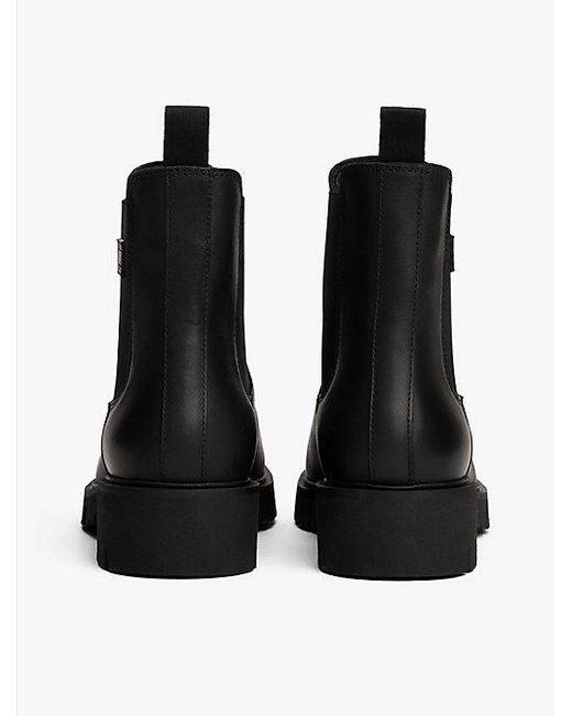 Tommy Hilfiger Leren Chelsea Boot Met Profielzool in het Black