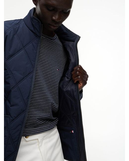 Tommy Hilfiger Blue Diamond Quilted Zip-Thru Jacket for men