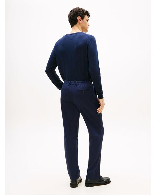Tommy Hilfiger Blue Jersey Pressed Crease Trousers for men