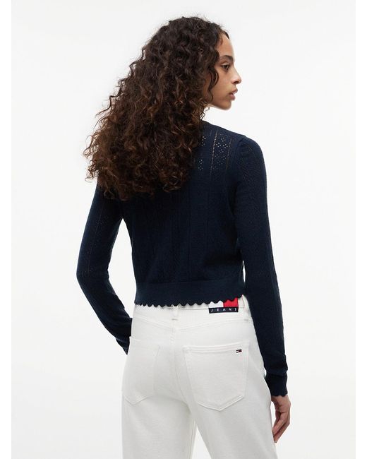 Tommy Hilfiger Blue Slim Pointelle Flag Cardigan