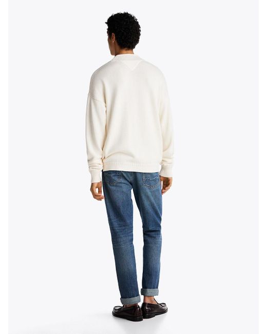 Tommy Hilfiger White Fisherman Knit Relaxed Jumper for men