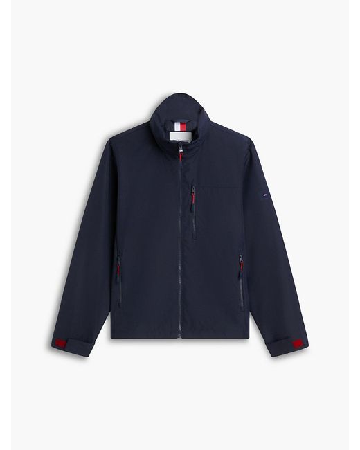 Tommy Hilfiger Blue Logo Collar Zip-Thru Jacket for men