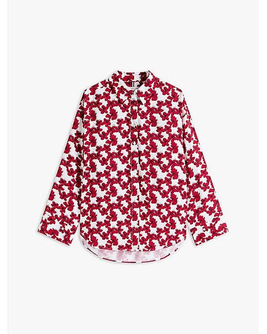 Camisa De Corte Amplio Con Textura Tommy Hilfiger de color Red