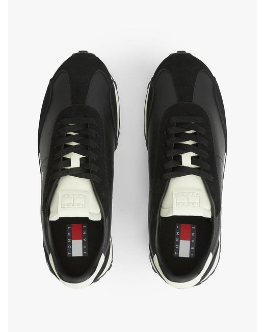 Tommy Hilfiger Black Retro Archive Runner Trainers With Leather for men