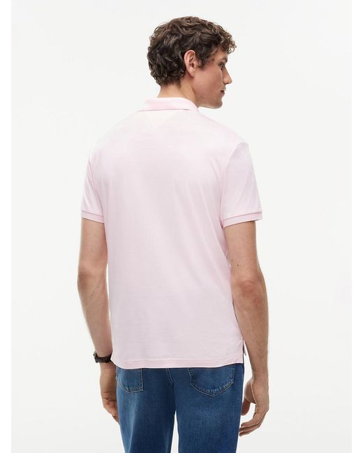 Tommy Hilfiger Pink Fluid Cotton Interlock Knit Polo Shirt for men