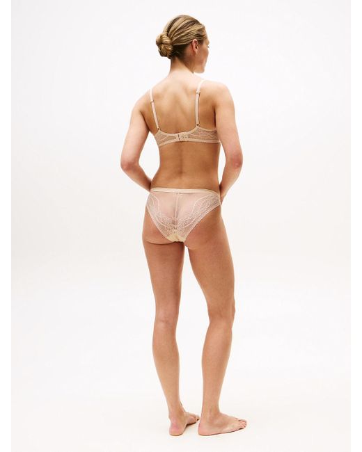Slip Con Pizzo E Logo di Tommy Hilfiger in Natural