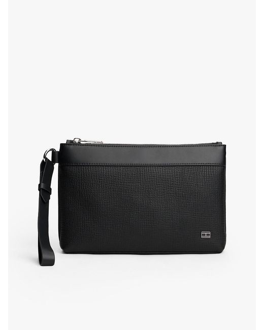 Tommy Hilfiger Black Hilfiger Flag Leather Pouch for men