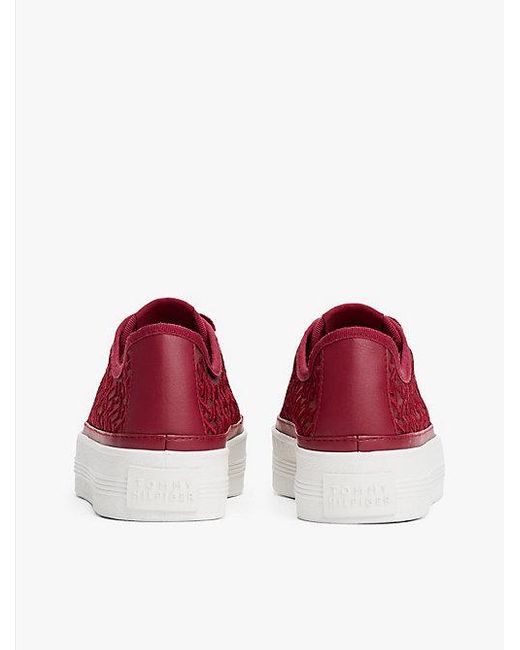 Tommy Hilfiger Mesh Sneaker Met Geborduurd Th-Monogram in het Red