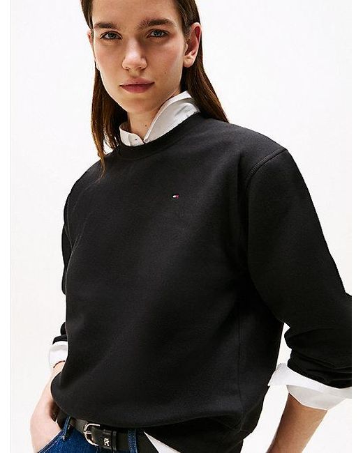 Tommy Hilfiger Sweatshirt Met Ronde Hals En Geborduurde Vlag in het Black