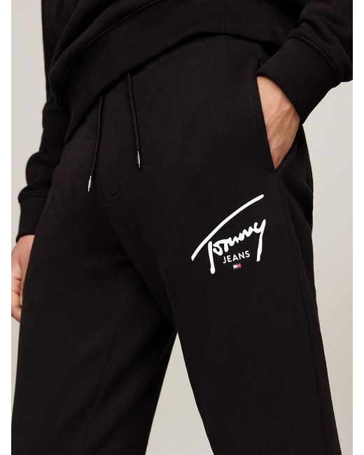 Tommy Hilfiger Black Plus Logo Slim Cuffed Joggers for men