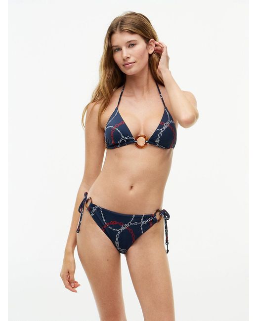 Tommy Hilfiger Blue Global Stripe Side Tie Bikini Bottoms