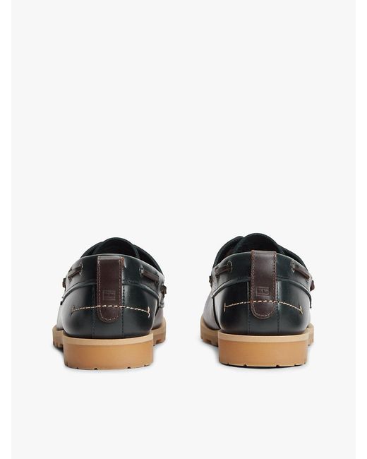 Tommy Hilfiger Multicolor Leather Braided Boat Shoes for men