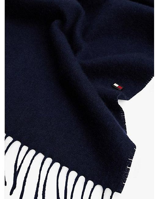 Tommy Hilfiger Hilfiger Flag Kasjmier Sjaal Met Franje in het Blue voor heren