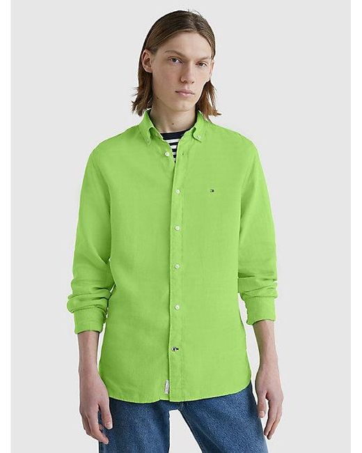 Tommy Hilfiger Regular Fit Overhemd Van Poplin Linnen in het Groen voor  heren | Lyst NL