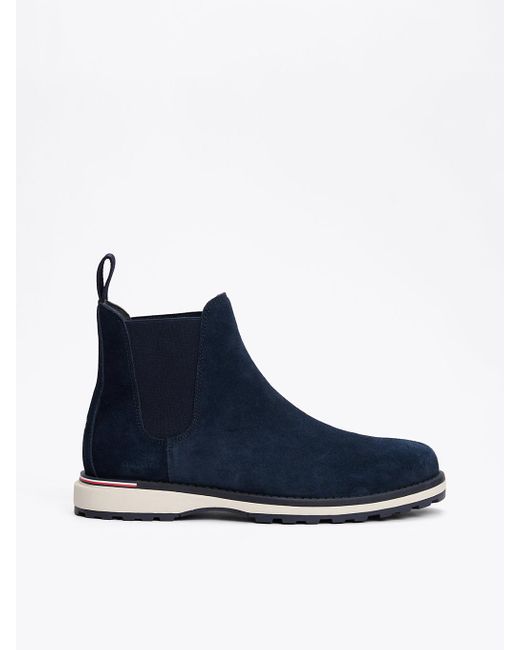Tommy Hilfiger Blue Suede Cleat Chelsea Boots for men