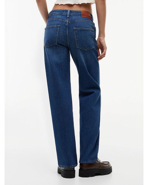 Tommy Hilfiger Blue Whiskered Low Rise Straight Leg Jeans