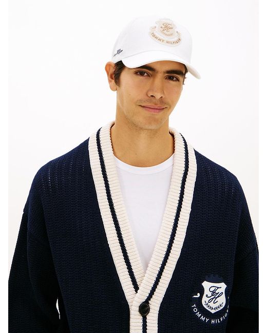 Tommy Hilfiger White Heritage Logo Patch Embroidery Baseball Cap for men