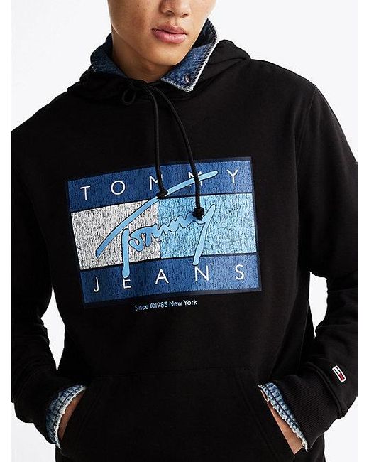 Tommy Hilfiger Hoodie Met Trekkoord En Logo in het Black voor heren