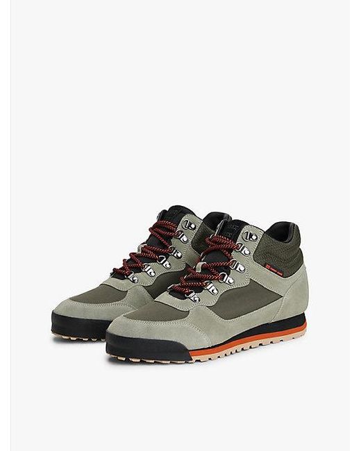 Tommy Hilfiger Suède Veterlaars Met Profielzool in het Green voor heren