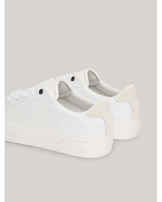Tommy Hilfiger Premium Sneaker Van Leer Met Th-monogram in het White voor heren