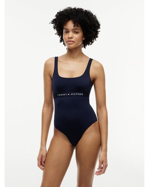 Tommy Hilfiger Blue Logo Band One-piece Swimsuit