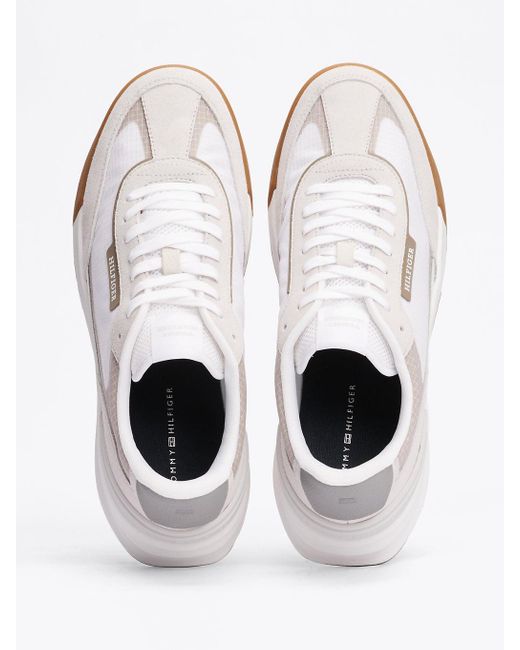 Baskets Classiques En Cuir À Semelle Crantée Tommy Hilfiger pour homme en coloris White