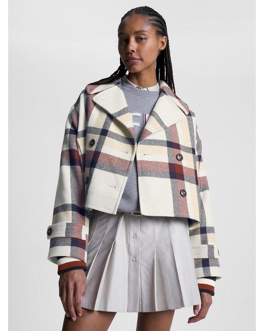 Tommy Hilfiger White Check Peacoat