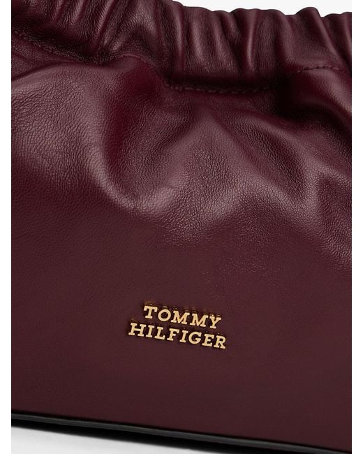 Tommy Hilfiger Purple Soft Leather Logo Plaque Crossbody Bag