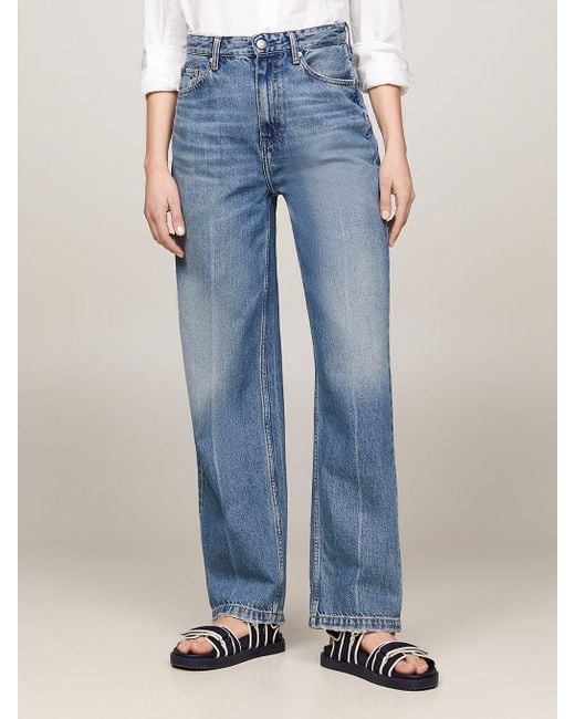 Tommy Hilfiger Blue High Rise Relaxed Straight Faded Jeans