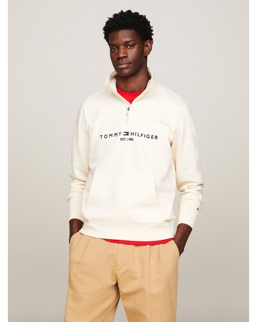 Tommy Hilfiger Quarter zip Mock Turtleneck Sweatshirt in Natural for Men Lyst UK