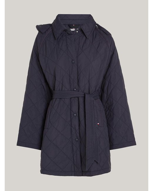 Tommy Hilfiger Blue Diamond Quilted Removable Hood Coat