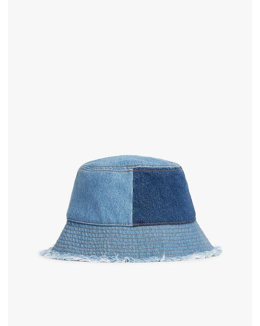 Tommy Hilfiger Blue Patchwork Denim Logo Plaque Bucket Hat