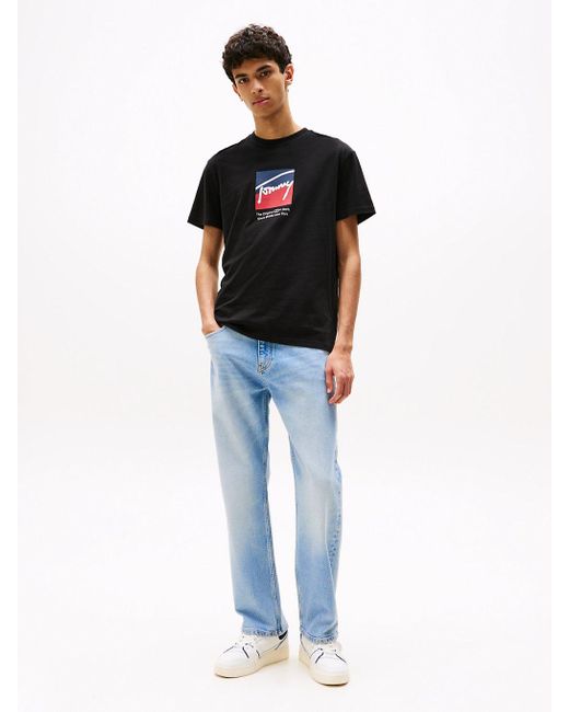 T-Shirt À Logo Signature Tommy Hilfiger pour homme en coloris Black