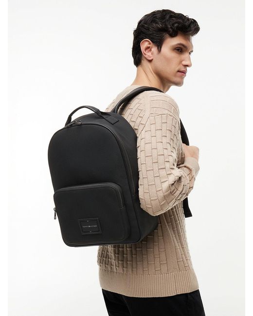 Tommy Hilfiger Black Logo Patch Dome Backpack for men