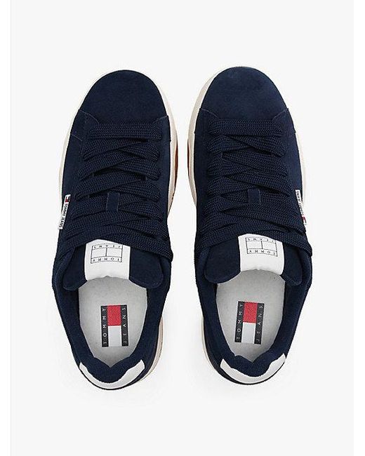 Tommy Hilfiger Suède Sneaker Met Logo in het Blue voor heren