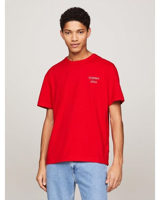 Tommy Hilfiger Red Signature Tonal Logo Embroidery T-shirt for men