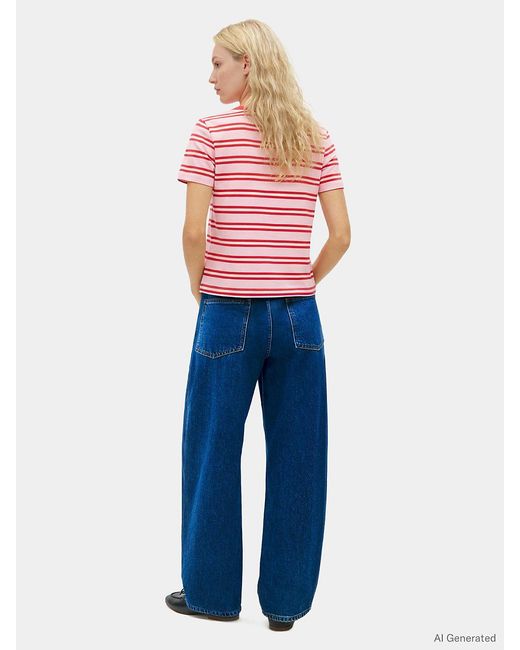 Tommy Hilfiger Red Logo Embroidery Jersey Crew Neck T-Shirt