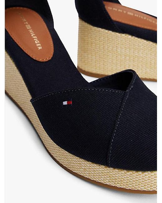 Tommy Hilfiger Canvas Espadrille Met Sleehak in het Blue