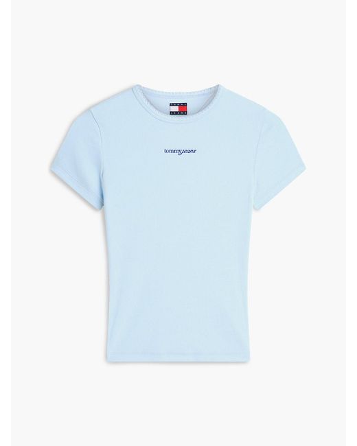 Tommy Hilfiger Blue Logo Ribbed Slim T-Shirt