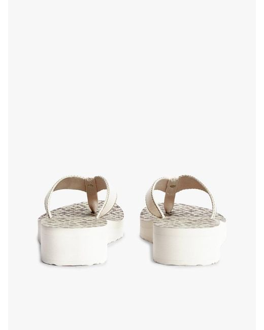 Tommy Hilfiger Natural Th Monogram Wedge Heel Flip-Flops