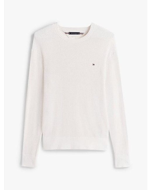Tommy Hilfiger Getextureerde Trui Met Ronde Hals in het White voor heren
