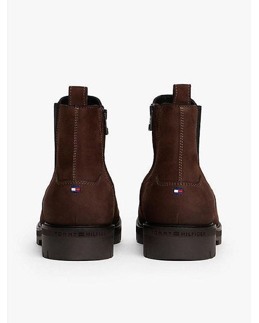 Tommy Hilfiger Leren Chelsea Boots Met Profielzool in het Brown voor heren