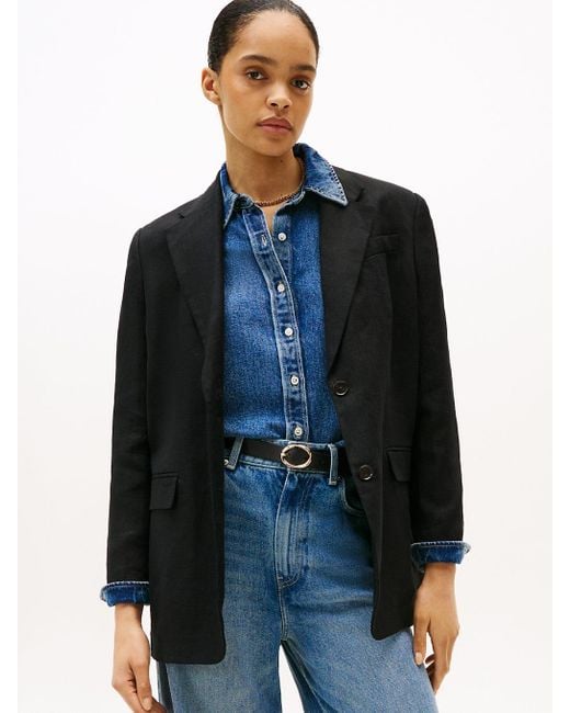 Blazer Monopetto Relaxed Fit di Tommy Hilfiger in Blue