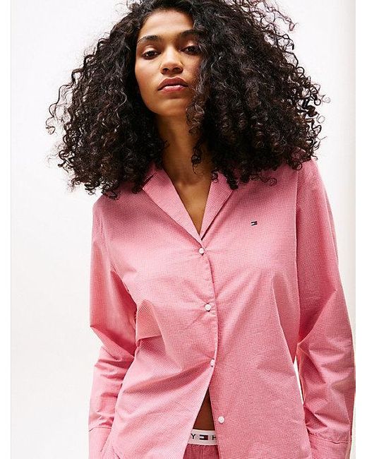 Camisa De Pijama Amplia En Popelín Tommy Hilfiger de color Pink