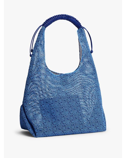Tommy Hilfiger Blue Woven Hobo Bag