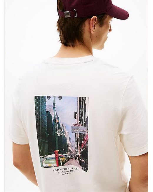 Camiseta De Punto Con Estampado Tommy Hilfiger de hombre de color White