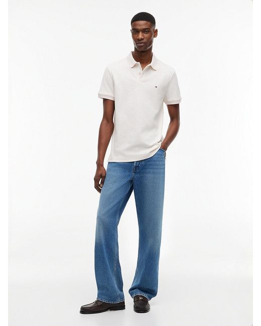 Tommy Hilfiger White Regular Fit Tonal Stripe Polo Shirt for men