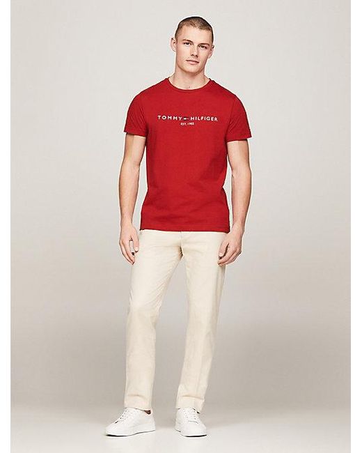 Tommy Hilfiger Hilfiger T-Shirt TOMMY LOGO TEE aus reiner, nachhaltiger Baumwolle in Red für Herren
