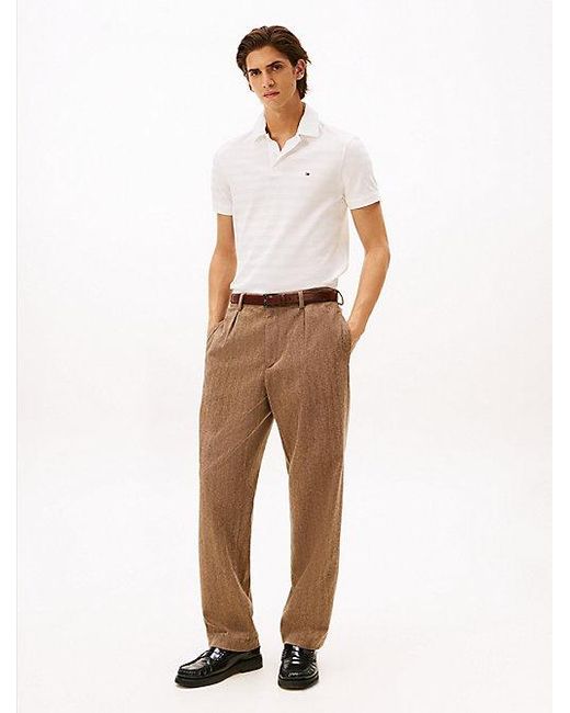 Tommy Hilfiger Regular Poloshirt Van Visgraat-Jacquard in het White voor heren