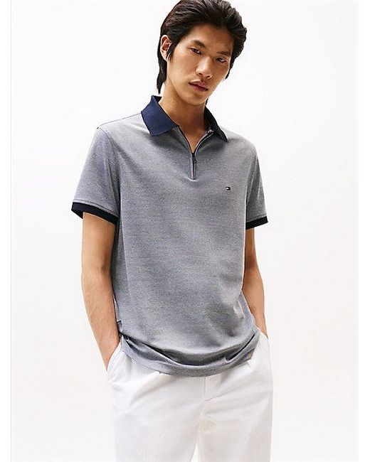 Tommy Hilfiger Regular Fit Poloshirt Met 1/4-Rits in het Gray voor heren
